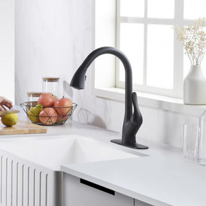 Accent 16.43' Single-Handle Pull-Down Kitchen Faucet in Matte Black