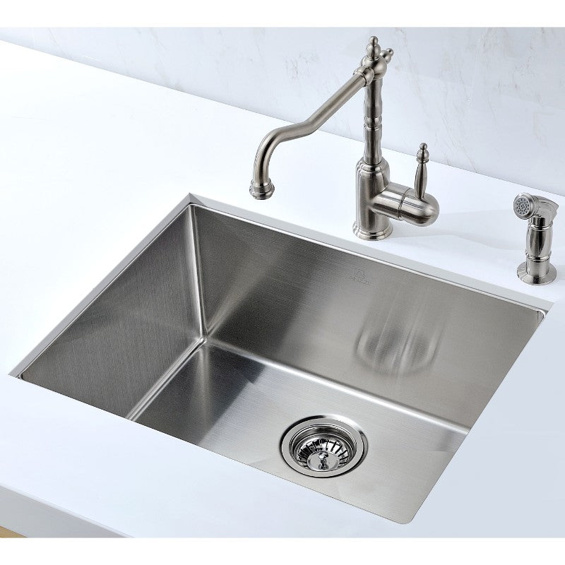 Vanguard 23' Single Basin Undermount Kitchen Sink in Brushed Satin