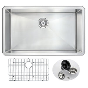 Vanguard 32.75' Single Basin Undermount Kitchen Sink in Brushed Satin