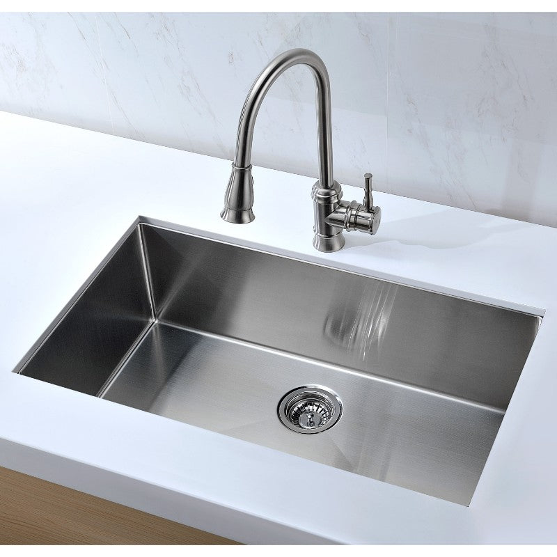 Vanguard 32.75' Single Basin Undermount Kitchen Sink in Brushed Satin