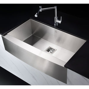 Elysian 32.88' Single Basin Farmhouse Apron Kitchen Sink with Square Drain in Brushed Satin