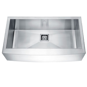 Elysian 32.88' Single Basin Farmhouse Apron Kitchen Sink with Square Drain in Brushed Satin