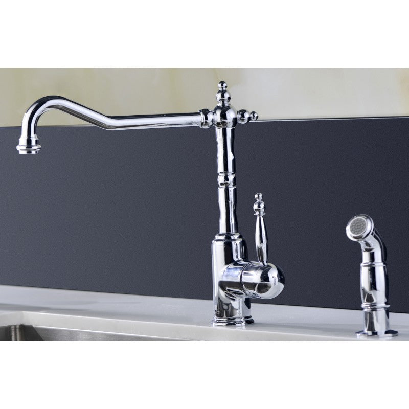 Elysian 32.88' Double Basin Farmhouse Apron Kitchen Sink with Locke Single-Handle Faucet in Polished Chrome