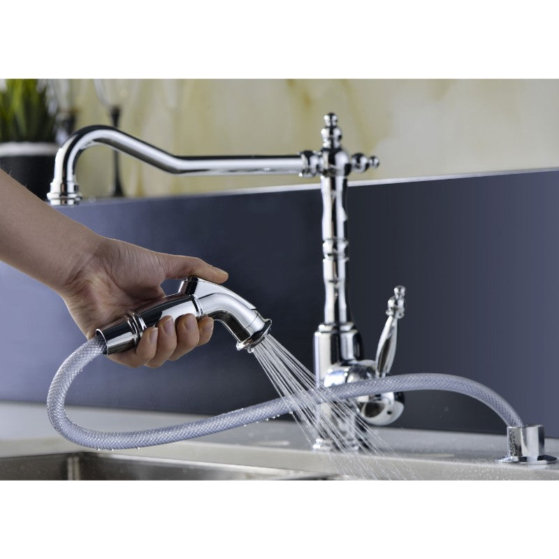 Elysian 32.88' Double Basin Farmhouse Apron Kitchen Sink with Locke Single-Handle Faucet in Polished Chrome