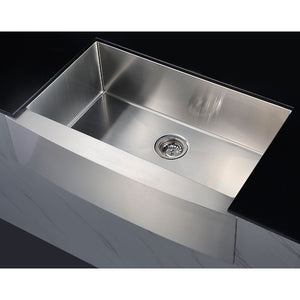 Elysian 35.88' Single Basin Farmhouse Apron Kitchen Sink with Accent Pull-Down Faucet in Brushed Nickel