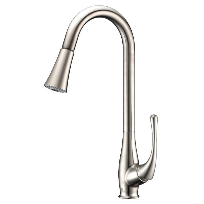 Elysian 35.88' Single Basin Farmhouse Apron Kitchen Sink with Singer Pull-Down Faucet in Brushed Nickel
