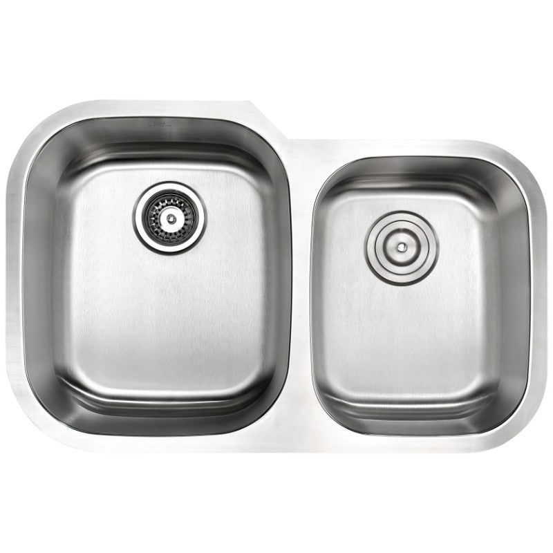 Moore 32' Double Basin Undermount Kitchen Sink with Locke Single-Handle Faucet in Polished Chrome
