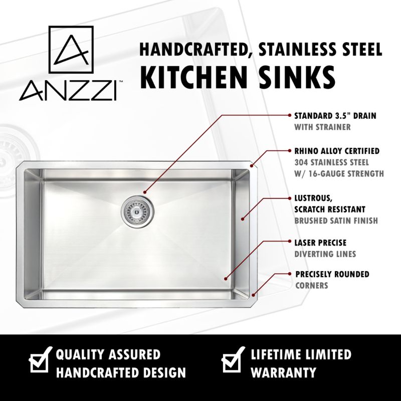 Vanguard 23' Single Basin Undermount Kitchen Sink with Opus Single-Handle Faucet in Brushed Nickel