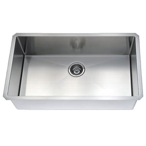 Vanguard 32.75' Single Basin Undermount Kitchen Sink with Accent Pull-Down Faucet in Brushed Nickel