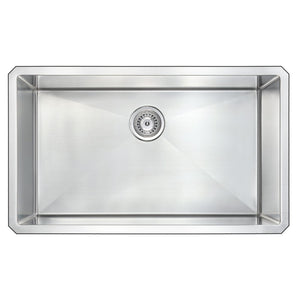 Vanguard 32.75' Single Basin Undermount Kitchen Sink with Timbre Single-Handle Faucet in Brushed Nickel