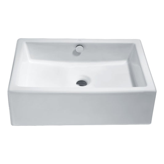 Deux 20.25" Vessel Bathroom Sink in White