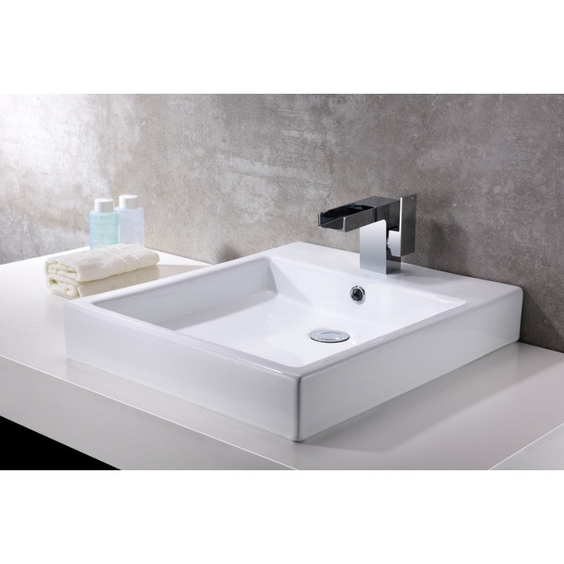 Deux 18.3' Vessel Bathroom Sink in White