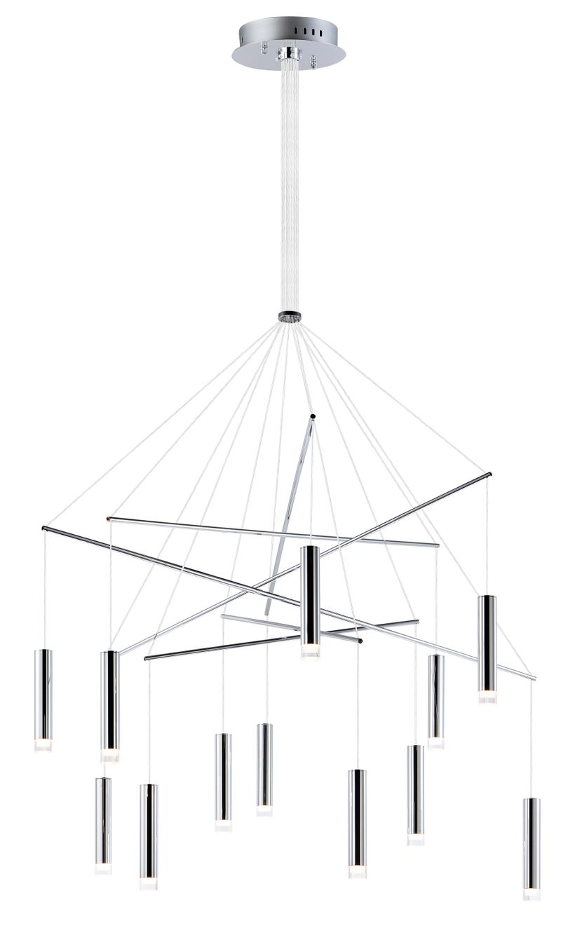 Picolo 35' 12 Light Chandelier in Polished Chrome