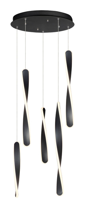 Pirouette 16' 5 Light Multi-Light Pendant in Black