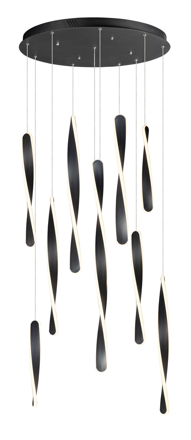 Pirouette 24' 10 Light Multi-Light Pendant in Black