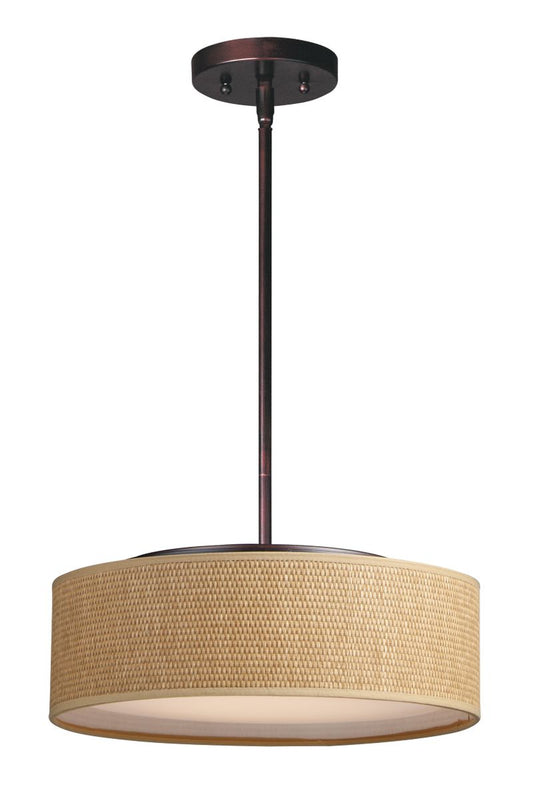 Prime 16" 3 Light Single Pendant in Oil Rubbed Bronze with Grass Shade