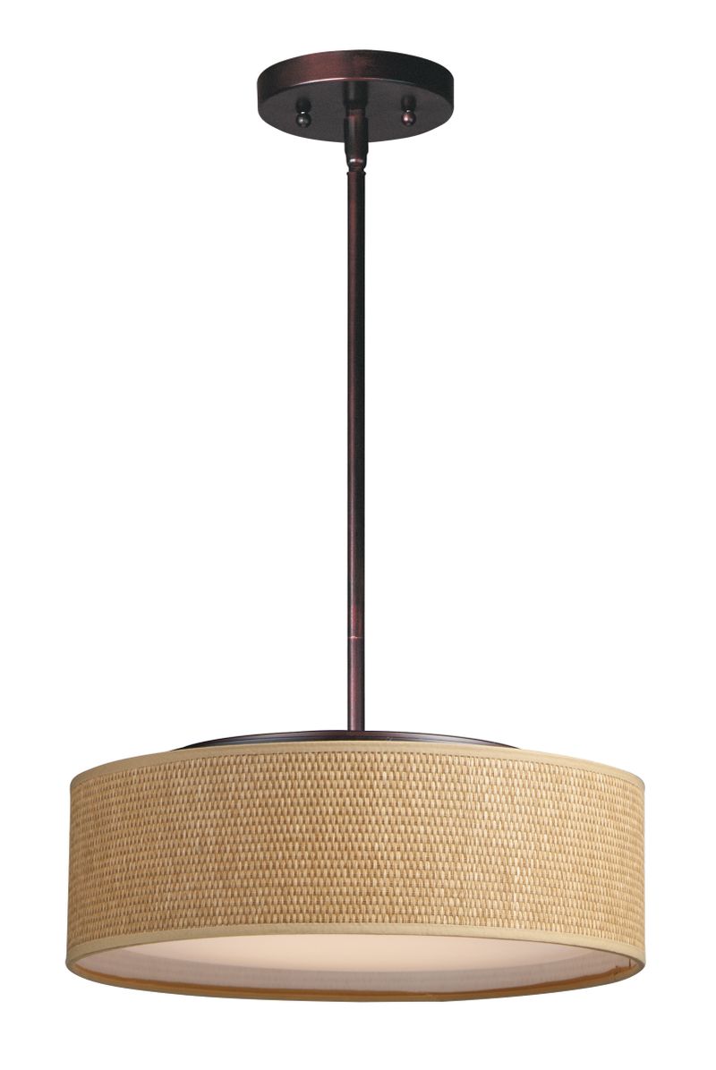Prime 16' 3 Light Single Pendant in Oil Rubbed Bronze with Grass Shade
