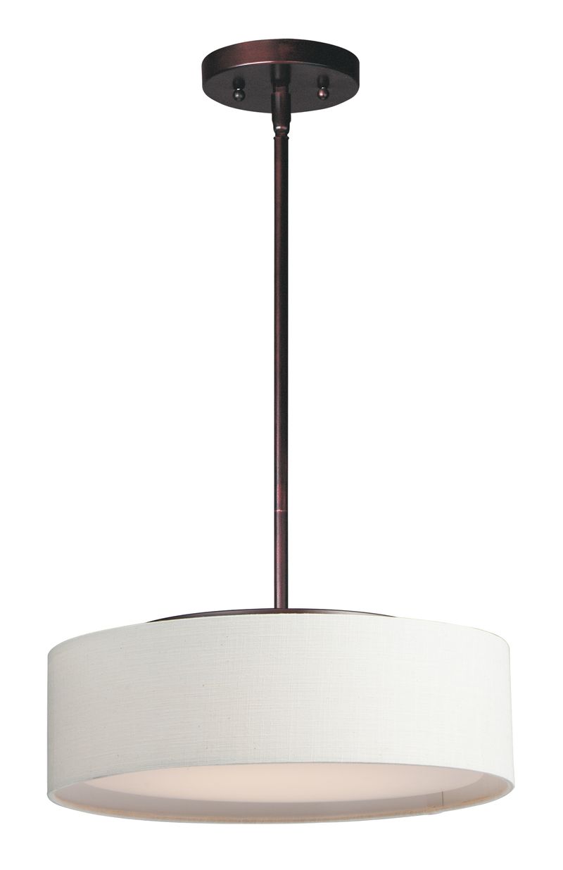 Prime 16' 3 Light Single Pendant in Oil Rubbed Bronze with Linen Shade
