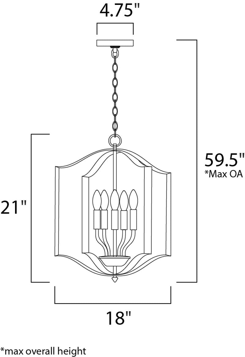 Provident 18' 5 Light Single Pendant in Satin Nickel