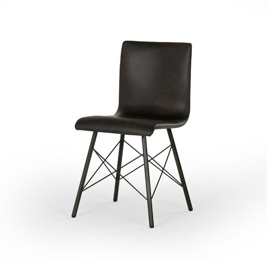 Diaw Dining Chair in Distressed Black (17.5" x 20.75" x 33.25")