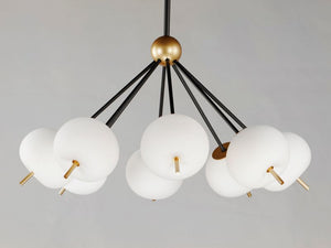 Quest 8 Light Multi-Light Pendant/Chandelier in Black and Gold