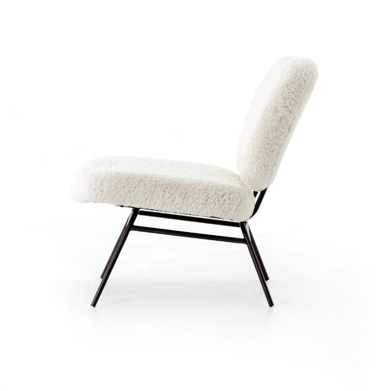 Caleb Chair in Ivory Angora (22.5' x 27.5' x 27.5')