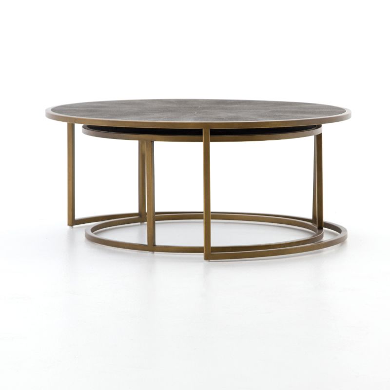 Shagreen Coffee Table in Antique Brass (38' x 38' x 16')