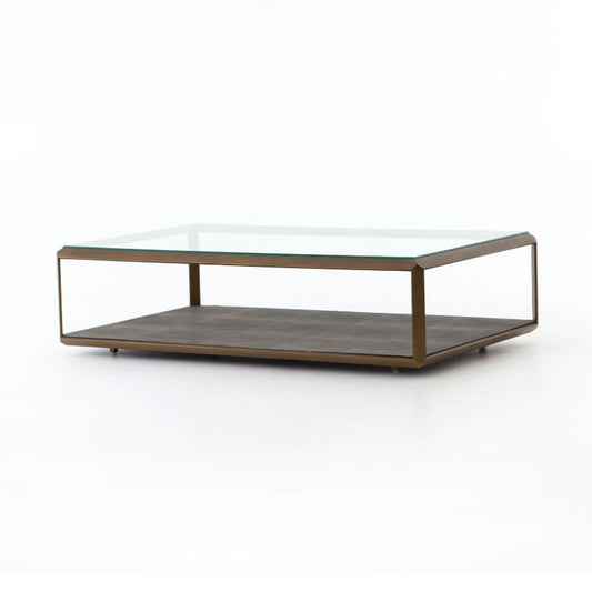 Shagreen Coffee Table in Antique Brass (56" x 32" x 14")