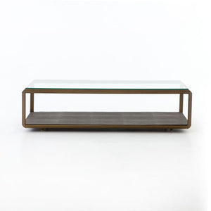 Shagreen Coffee Table in Antique Brass (56' x 32' x 14')