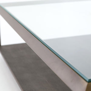 Shagreen Coffee Table in Antique Brass (56' x 32' x 14')