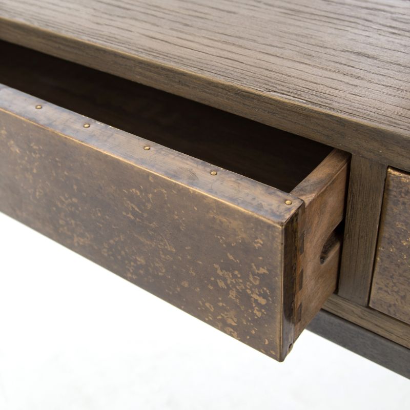Sampson Desk in Antique Brass Clad (59' x 23.5' x 30')