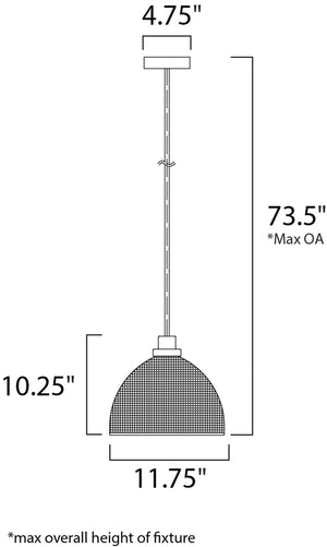 Retro 11.75' Single Light Pendant in Polished Nickel