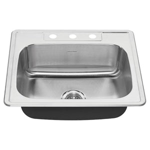 Colony Pro 25' Single Basin Drop-In Kitchen Sink in Stainless Steel