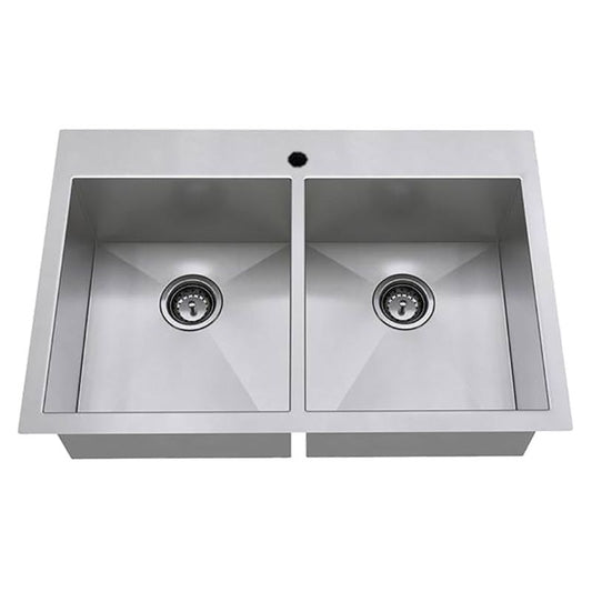 Edgewater 33" Double Basin Undermount Kitchen Sink in Stainless Steel