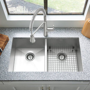 Edgewater 33' Double Basin Undermount Kitchen Sink in Stainless Steel