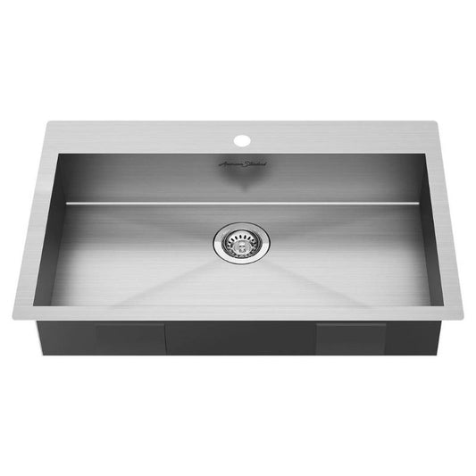 Edgewater 33" Single Basin Undermount Drop-In Kitchen Sink in Stainless Steel