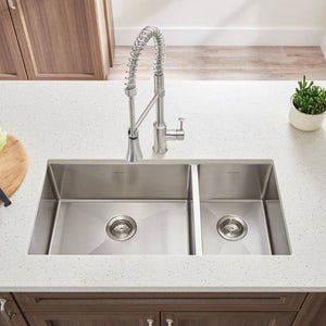 Pekoe 35' Double Basin Undermount Kitchen Sink in Stainless Steel