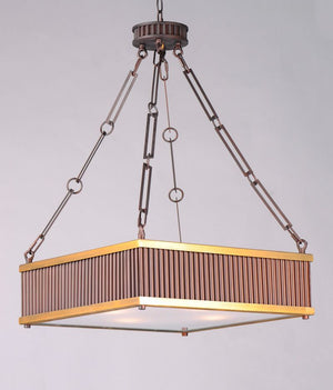 Ruffle 18.5' 4 Light Single Pendant in Oil Rubbed Bronze and Burnished Brass