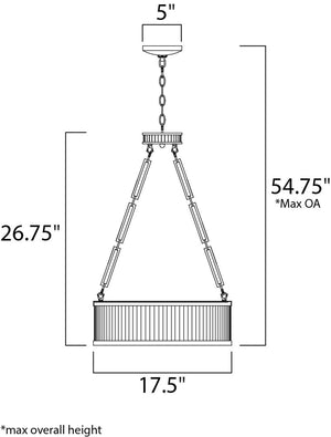 Ruffle 17.5' 4 Light Single Pendant in Weathered Zinc and Satin Nickel