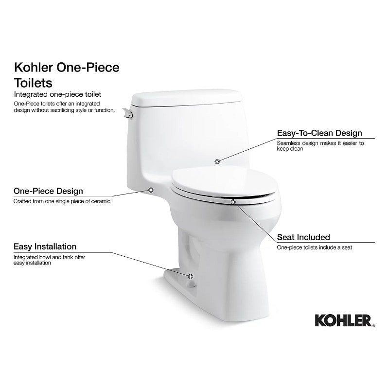 Adair Elongated 1.28 gpf Right Hand Trip Lever One-Piece Toilet in White