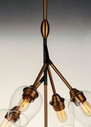 Savvy 24.25' 5 Light Multi-Light Pendant in Antique Brass and Black