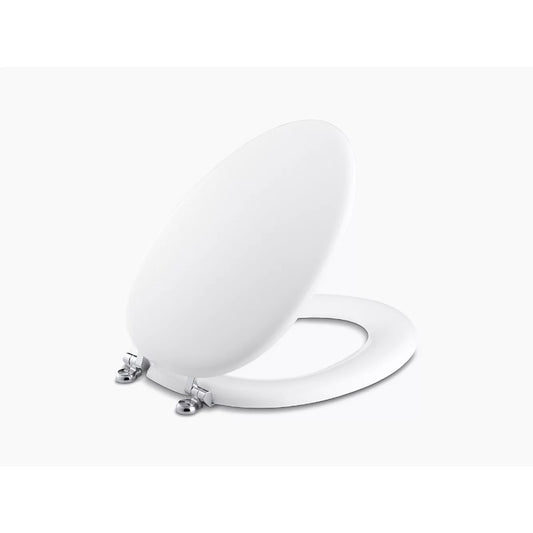 Kathryn Elongated Toilet Seat in White Polished Chrome
