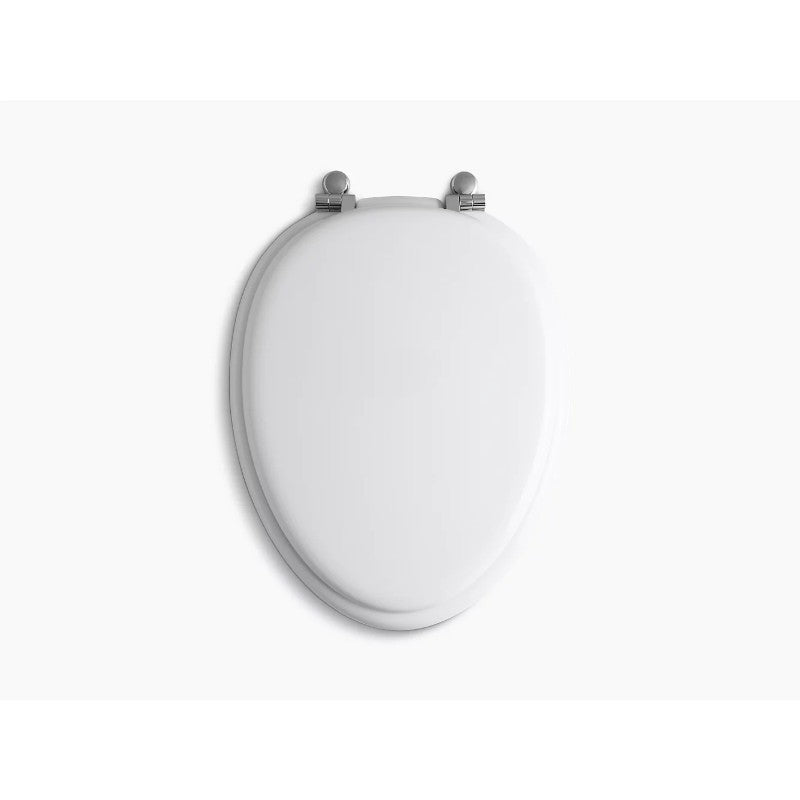 Kathryn Elongated Toilet Seat in White Polished Nickel