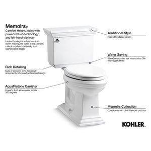 Memoirs Stately Elongated 1.28 gpf Two-Piece Toilet with Concealed Trapway in White