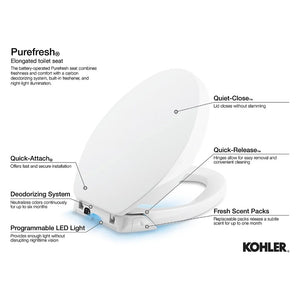 Purefresh Elongated Slow-Close Toilet Seat in White