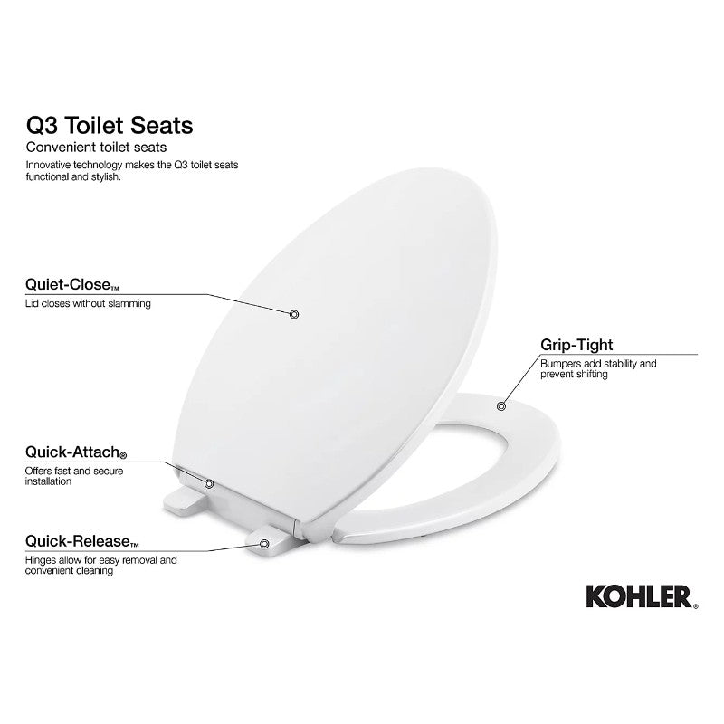 Reveal Elongated Slow-Close Toilet Seat in White