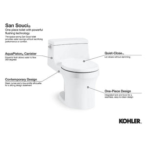 San Souci Comfort Height Elongated 1.28 gpf One-Piece Toilet in White