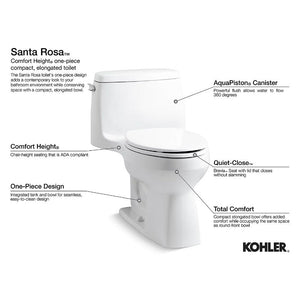Santa Rosa Elongated 1.28 gpf One-Piece Toilet in Black Black