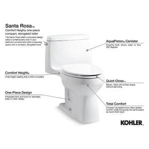 Santa Rosa Elongated 1.28 gpf One-Piece Toilet in Ice Grey
