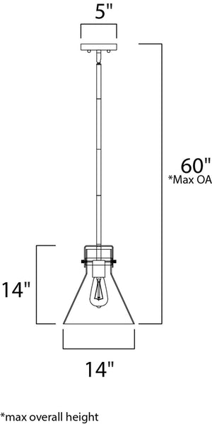 Seafarer 14' x 60' Single Pendant with 1 Light bulb included - Polished Chrome